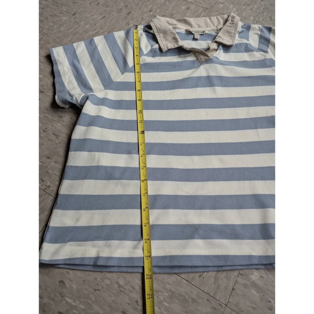 Toad&Co Womens Blue White Striped Organic Cotton Rugby Polo Shirt Medium - Picture 4 of 6